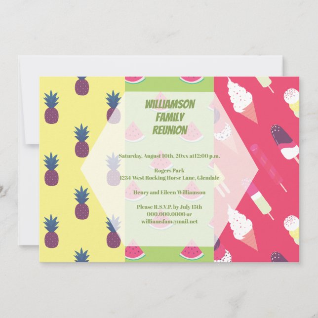 Invitación Reunión familiar divertida de verano (Anverso)