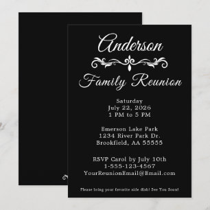 Invitación Reunión Familiar en Blanco y Negro Elegante Invita