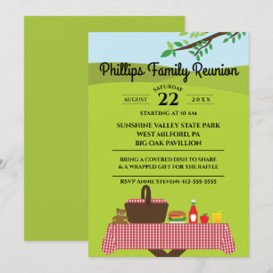 Invitación Reunión Familiar En La Mesa De Picnic Del Parque