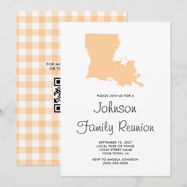 Invitación Reunión familiar en Peach Louisiana (Anverso / Reverso)