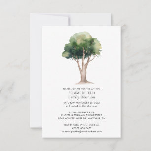 Invitación Reunión Familiar Encuentro Anual Acuarela Árbol