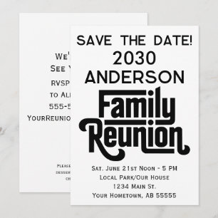 Invitación Reunión Familiar Guardar la Fecha Tipografía Moder