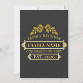 Invitación Reunión Familiar Hoja de Roble Dorado Nombre y Año