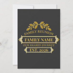 Invitación Reunión Familiar Hoja de Roble Dorado Nombre y Año