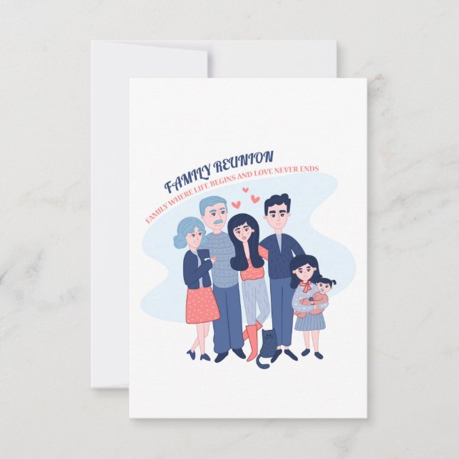 Invitación reunión familiar la vida empieza el amor nunca ter (Anverso)