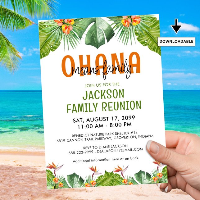 Invitación Reunión familiar Luau OHANA significa familia (Subido por el creador)