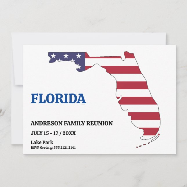 Invitación Reunión familiar 🎉 mapa del estado de FLORIDA ban (Anverso)