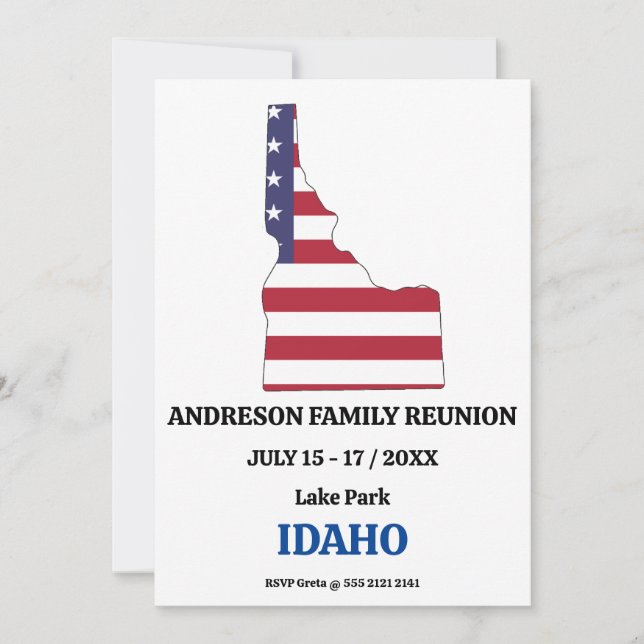 Invitación Reunión familiar 🎉 mapa del estado de IDAHO bande (Anverso)