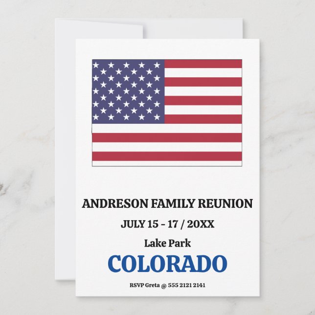 Invitación Reunión familiar 🎉 Mapa estatal de COLORADO (Anverso)