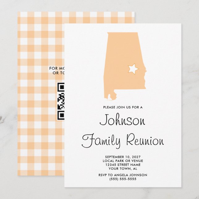 Invitación Reunión Familiar Melocotón Alabama (Anverso / Reverso)