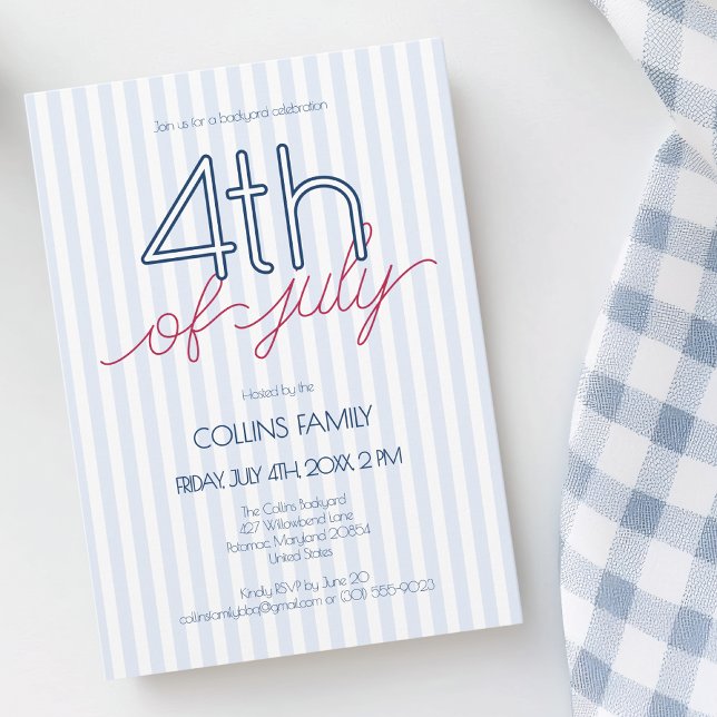 Invitación Reunión familiar moderna 4 de julio Fiesta de vera (Modern Family Reunion 4th of July Summer Party Invitation)