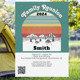 Invitación Reunión Familiar Monograma de Camping Retro Atarde