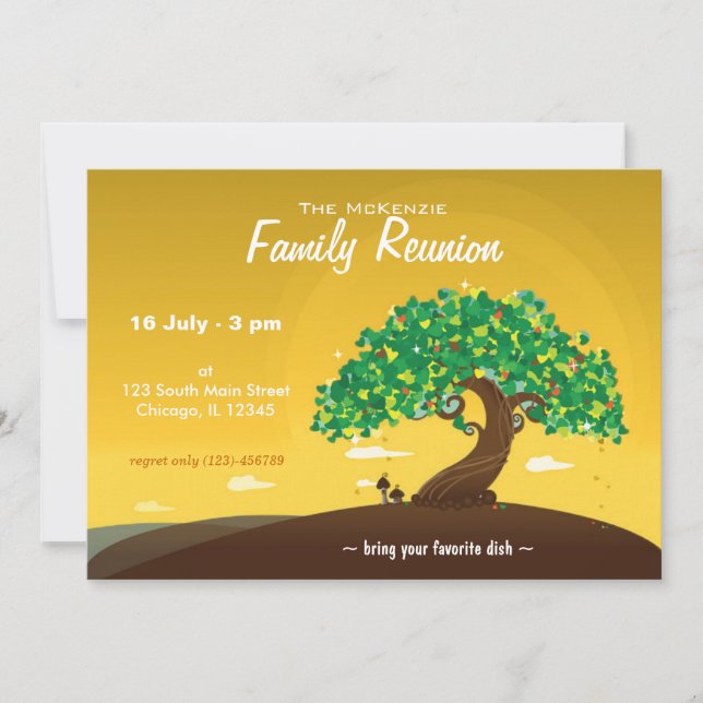 Invitación Reunión familiar (Naranja) (Anverso)
