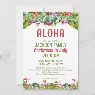 Invitación Reunión Familiar Navidad Tropical en Julio