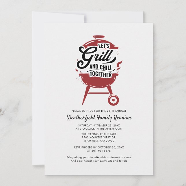 Invitación Reunión Familiar Parrillada Anual de Verano Fiesta (Anverso)