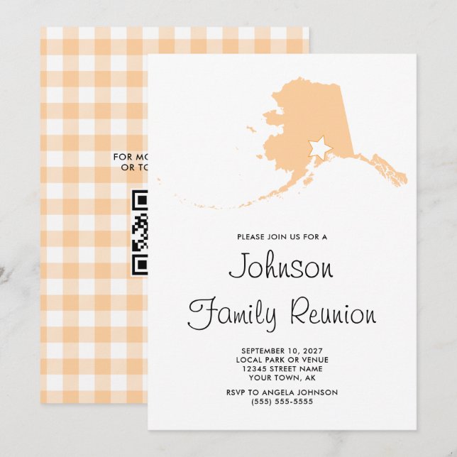 Invitación Reunión Familiar Peach Alaska (Anverso / Reverso)
