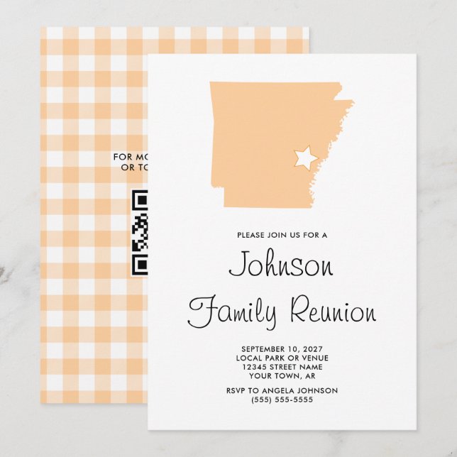 Invitación Reunión Familiar Peach Arkansas (Anverso / Reverso)
