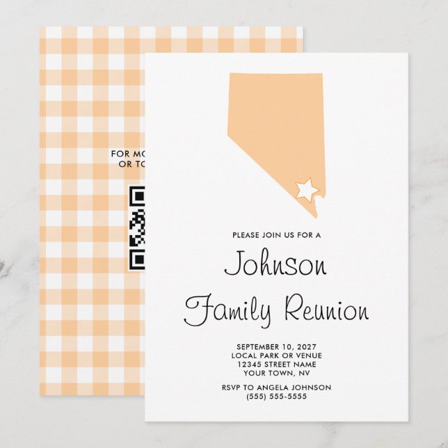 Invitación Reunión familiar Peach Nevada (Anverso / Reverso)