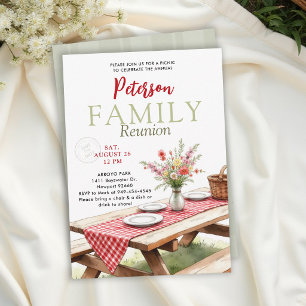 Invitación Reunión Familiar Picnic Flores Silvestres Dibujada
