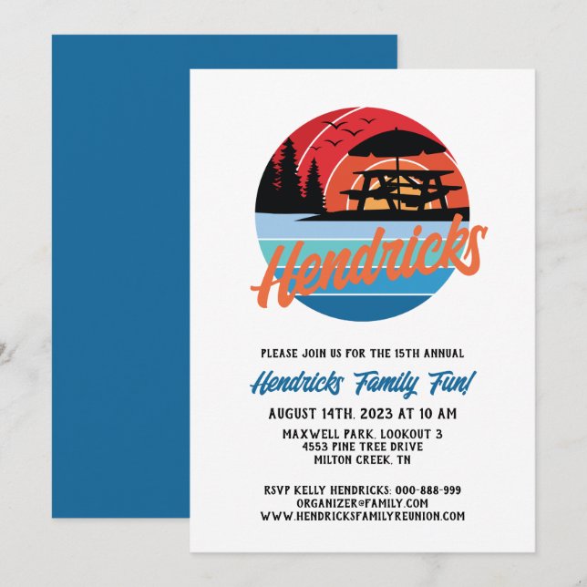 Invitación Reunión familiar retro (Anverso / Reverso)