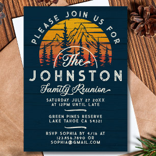 Invitación Reunión Familiar Rústica Árbol de puesta de sol vi