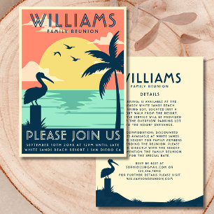 Invitación Reunión Familiar Vintage de Verano en la Playa