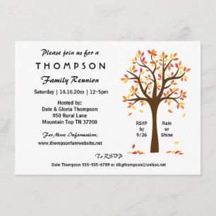Invitación Reunión, Fiesta o evento de la familia otoño
