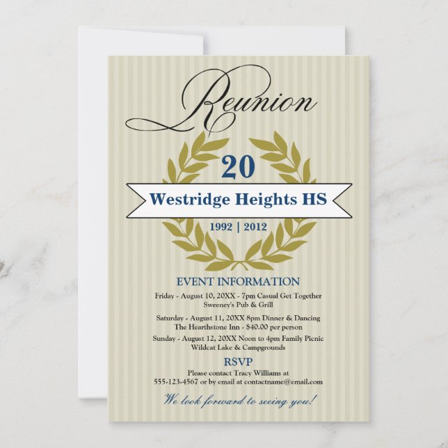 Invitación Reunión formal elegante de secundaria (Anverso)
