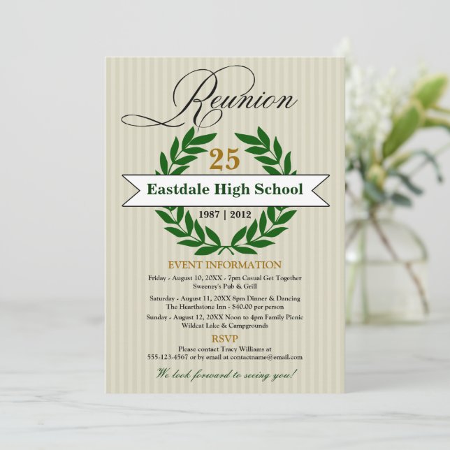 Invitación Reunión formal elegante de secundaria (Anverso de pie)