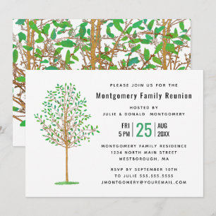 Invitación Reunion Green Tree Watercolor Moderno