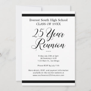 Invitación Reunión Minimalista de clase negra de 25 años