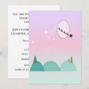 Invitación Reunión Navideña Pastel a la Luz de la Luna
