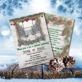 Invitación Reunión Navideña Rústica de Yuletide