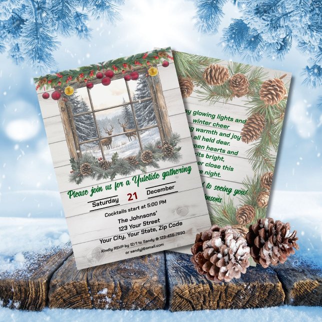 Invitación Reunión Navideña Rústica de Yuletide (Subido por el creador)