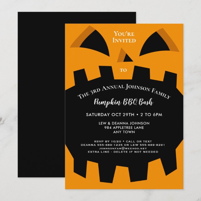 Invitación Reunión o Fiesta de amigos familiares de Halloween (Anverso / Reverso)