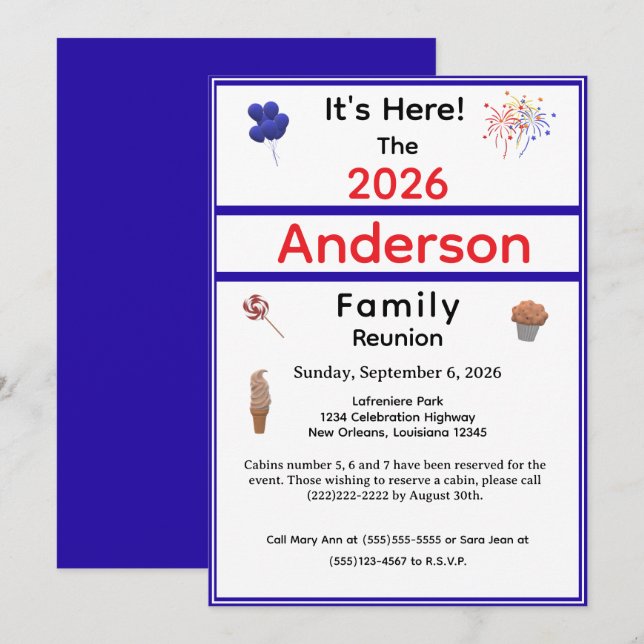 Invitación Reunión patriótica familiar (Anverso / Reverso)