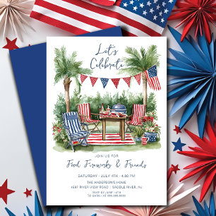 Invitación Reunión roja, blanca y azul 4 de julio