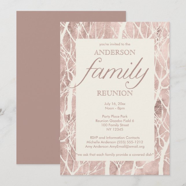 Invitación Reunión rústica del árbol de familia del bosque (Anverso / Reverso)