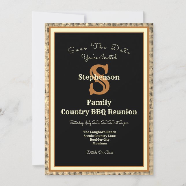 Invitación Reunión rústica del Bbq del país (Anverso)