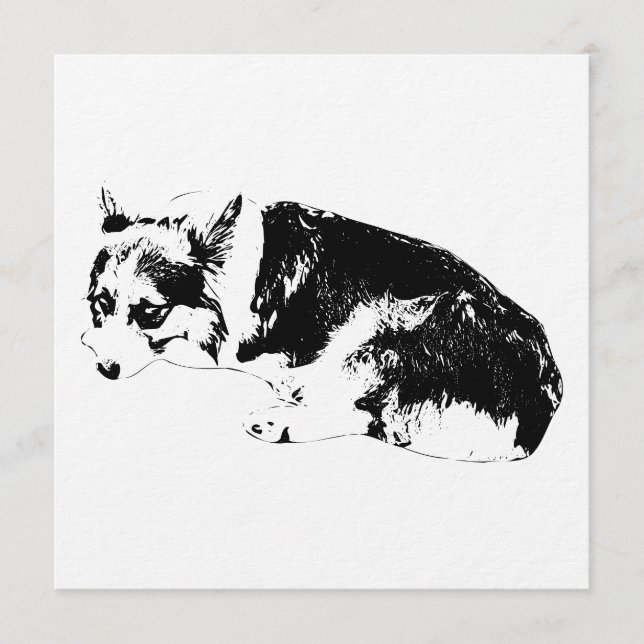 Invitación Reunir Tinta, Corgi Acogedor (Anverso)