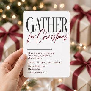 Invitación Reunirse para la Cena Minimalista de Navidad de Bo