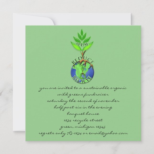 Invitación Reutilizar Reducir Reciclar (Anverso)