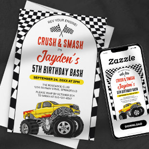Invitación ¡Rev Tu Motor! Fiesta de Cumpleaños de Camión Mons