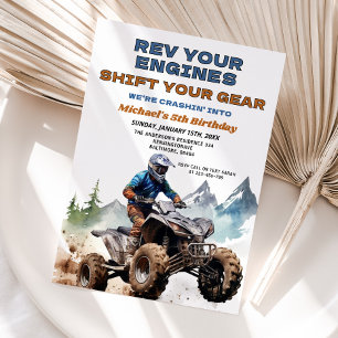 Invitación Rev Your Engines ATV Birday Party Off Road