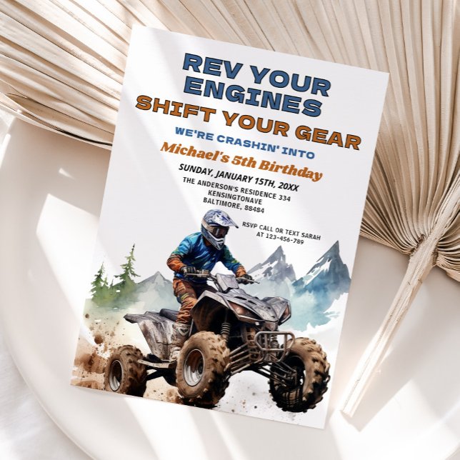 Invitación Rev Your Engines ATV Birday Party Off Road (Subido por el creador)