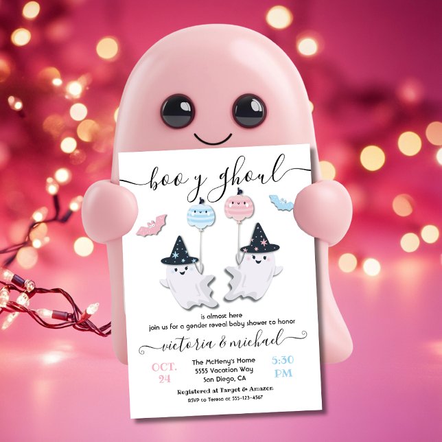 Invitación Revelación de Baby Shower de Halloween de chico o  (Subido por el creador)