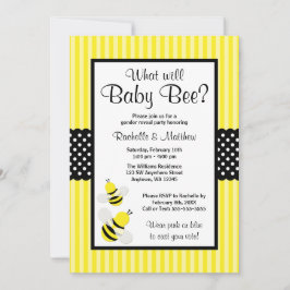 Invitación Revelación de Baby Shower de puntos rayados de abe