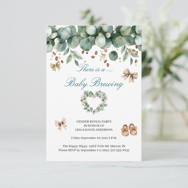 Invitación Revelación de bebé boho dulce: neutral sage y marr (Anverso de pie)