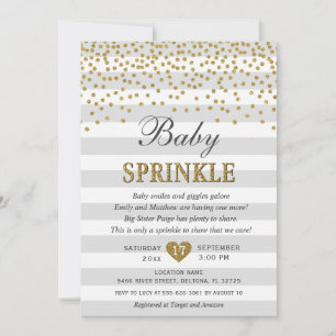 Invitación Revelación de bebé neutra en gris y dorado Baby Sp