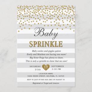 Invitación Revelación de bebé neutra en gris y dorado Baby Sp